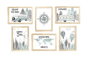 Kit quadro mundo aviação viagem decorativo quarto criança enxoval bebê
