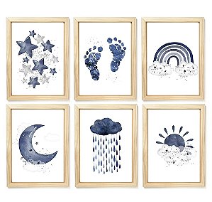 Kit quadro estrela lua decorativo quarto criança enxoval bebê