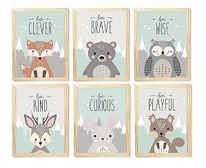 Kit quadro safari decorativo quarto criança enxoval bebê