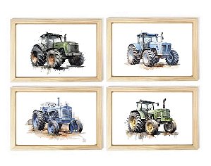 Kit quadro trator decorativo  quarto criança bebê enxoval menino