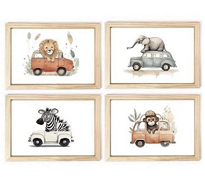 Kit quadro safari aquarela decorativo  quarto criança bebê enxoval