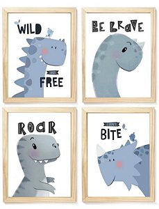 Kit quadro dino dinossauro decorativo  quarto criança bebê enxoval