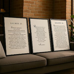 Kit 3 Quadros Salmos 23, 91 e Pai Nosso