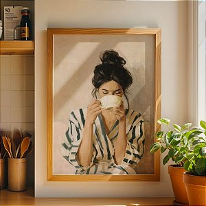 Quadro Mulher Virtuosa Tomando Café