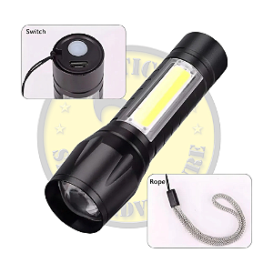 Lanterna Tática LED Marin Mini Recarregável 4000lm Alumínio USB