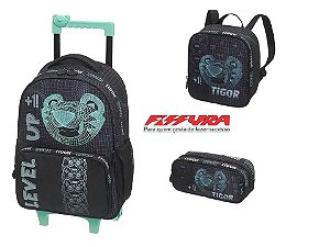 Mochila Escolar Rodinha Tigor T.tigre Com Lancheira E Estojo Level Up -  Grupo Fissura