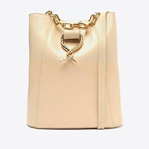 Bolsa Hobo Grande Fetish Couro Snake Bege