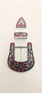 Jogo de Fivela A963/40mm Strass Rosa