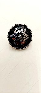 Margarida  Flor 2 zamac cromo preto 29mm macho femea