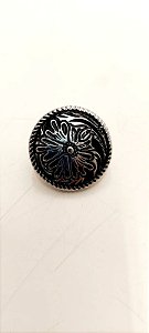 Margarida  Flor Corda  zamac cromo preto 29mm macho femea