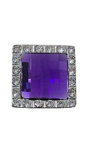 Aplique Strass grande com parafuso Roxo 3x3cm