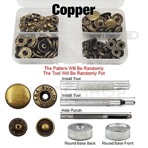 Kit botão  colchete com aplicador 25 conjuntos Cooper