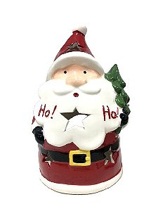 Papai Noel Decorativo de Porcelana Porta Vela