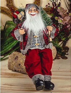 Papai Noel Lenhador Sentado 60cm