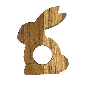 Porta Guardanapo Coelho da Páscoa de Madeira Teca