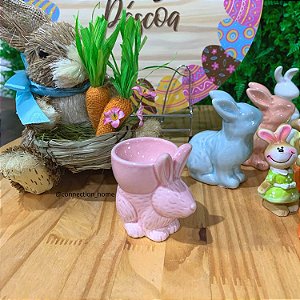 Porta Ovo de Cerâmica Coelho da Páscoa - Rosa