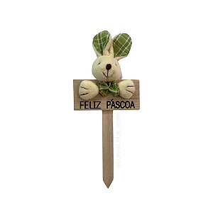 Placa Coelho Feliz Páscoa 16cm - Verde