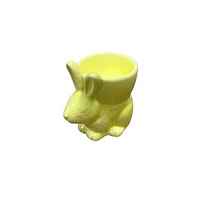 Porta Ovo de Cerâmica Coelho da Páscoa - Amarelo