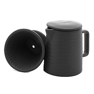 Bule com Suporte para Filtro de Café e Tampa em Cerâmica - Preto