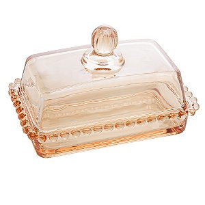 Manteigueira de Cristal Pearl Âmbar 17x10cm - Wolff