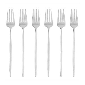 Conjunto com 6 Garfos para Mesa em Aço Inox Opera 22cm - Prata