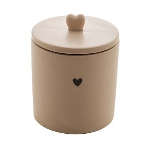 Pote de Cerâmica Heart Coração Bege 10x10x12cm