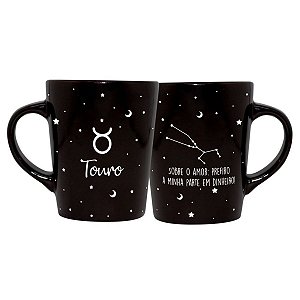 Caneca de Cerâmica Signos Preta 270ml Touro