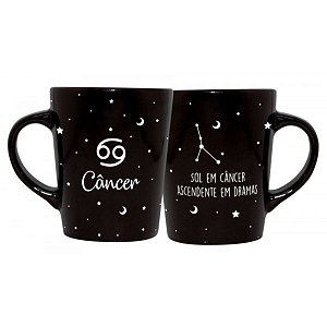 Caneca de Cerâmica Signos Preta 270ml Câncer
