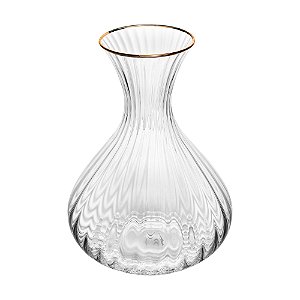 Decanter De Vinho Lines E Fio De Ouro 1,5l Cristal Ecológico