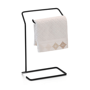 Porta Toalha De Banheiro Lavabo Unic Black Em Aço 26x11x18cm