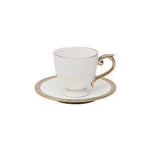 Xícara De Café Com Pires Borda Dourada Porcelana Paddy 90ml