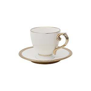Xícara De Chá Com Pires Borda Dourada Porcelana Paddy 200ml