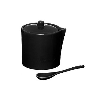 Açucareiro E Colher Porcelana Manhattan 300ml De Servir Mesa