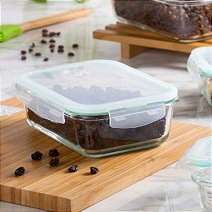 Pote Hermético De Vidro Grosso 640ml Tampa Respiro 17,7cm
