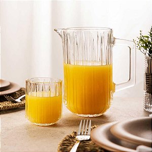 Conjunto Jarra 1,45L E 6 Copos 300ml Cristal 7 Peças Bangkok