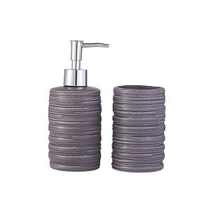 Kit Banheiro Cerâmica 2 Peças Dispenser E Porta Escova