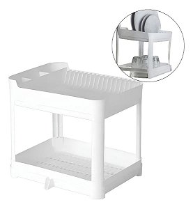 Escorredor 2 Andares Duplo Escoa Pia Fly Pratos Talher Copos