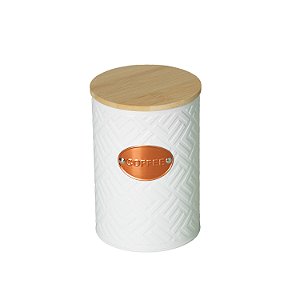 Porta Café Canister Com Tampa Bambu Pote Mosaic Aço 300g