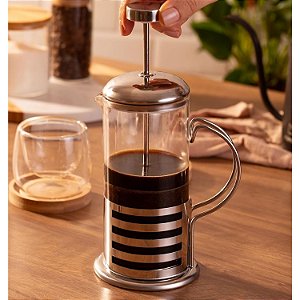 Cafeteira Inox Prensa Francesa 600ml de Vidro E Alça Servir