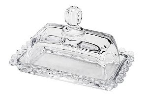 Manteigueira de Cristal Pearl com Tampa 14x9cm Média