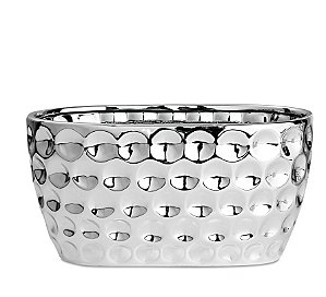 Vaso Cachepot Bubble Prata Oval - Pequeno