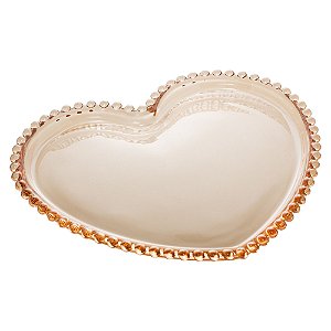 Prato de Coração de Cristal Pearl Âmbar 18x15cm - Wolff