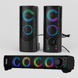 Caixa de Som Knup KP-6040 12W USB com LED RGB  2.0
