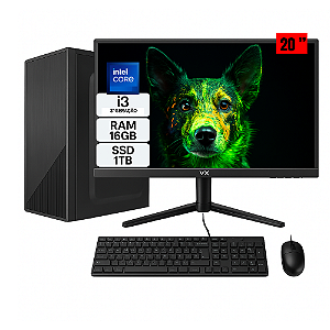 Computador Completo Intel Core i3 3ª Geração | 16GB RAM | SSD 1TB | Monitor 20