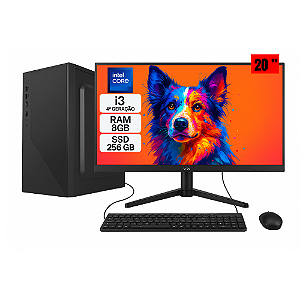 Computador Completo Intel Core i3 4ª Geração | 8GB RAM | SSD 256GB | Monitor 20”