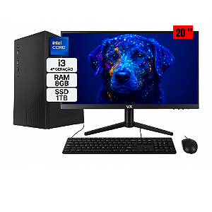 Computador Completo Intel Core i3 4ª Geração | 8GB RAM | SSD 1TB | Monitor 20”