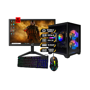 PC Gamer Ryzen 5 5600GT | Vega 7 Integrada | 16 GB RAM | SSD 512 GB | Fonte 500 W | Monitor 20” 75 Hz