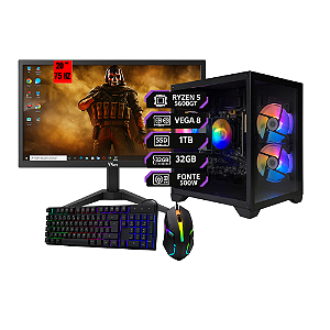 PC Gamer Ryzen 5 5600GT | Vega 7 Integrada | 32 GB RAM | SSD 1 TB | Fonte 500 W | Monitor 20” 75 Hz