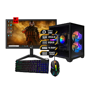 PC Gamer Ryzen 3 2200G | Vega 8 Integrada | 16 GB RAM | SSD 512 GB | Fonte 500 W | Monitor 20” 75 Hz