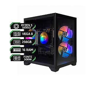 PC Gamer Ryzen 5 5600GT | Vega 7 Integrada | 16 GB RAM | SSD 256 GB | Fonte 500 W | Gabinete Black